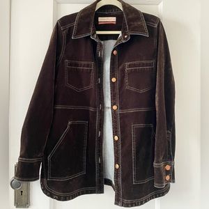 Pilcro for Anthropologie Green Suede Shirt Jacket size S